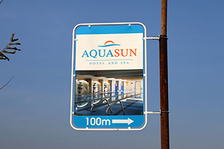 Метална табела за стълб за AquaSun Hotel and Spa